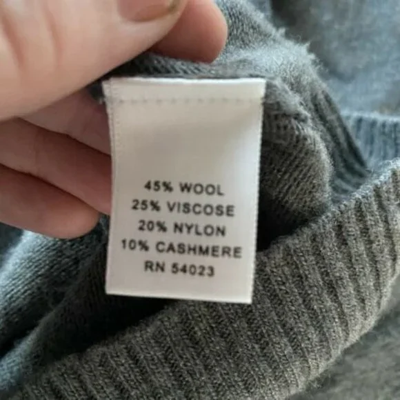 Banana Republic Wool Cashmere Blend Cardigan Pockets Grey Longline academia - Picture 7 of 10